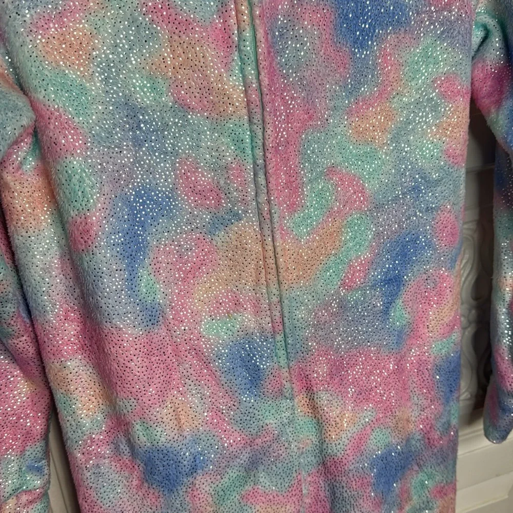Justice Girls Tie Dye Sparkly Dragon Hooded Pajamas With Removable Tail 8